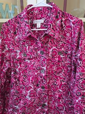 Christopher & Banks Pink and Black Swirl Jacket